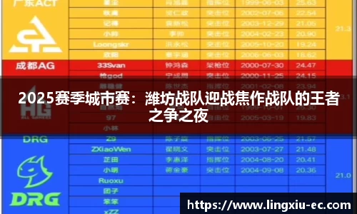 2025赛季城市赛：潍坊战队迎战焦作战队的王者之争之夜
